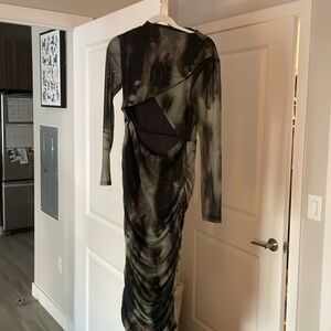 size 10, boohoo dress, open under boob, used tape to secure